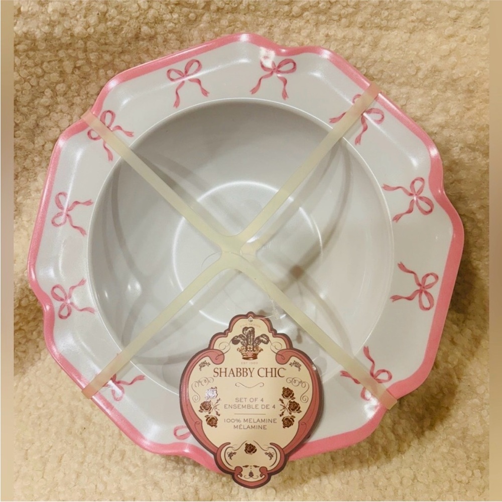 Shabby Chic 🎀 Pink Bow Melamine Bowl Set
